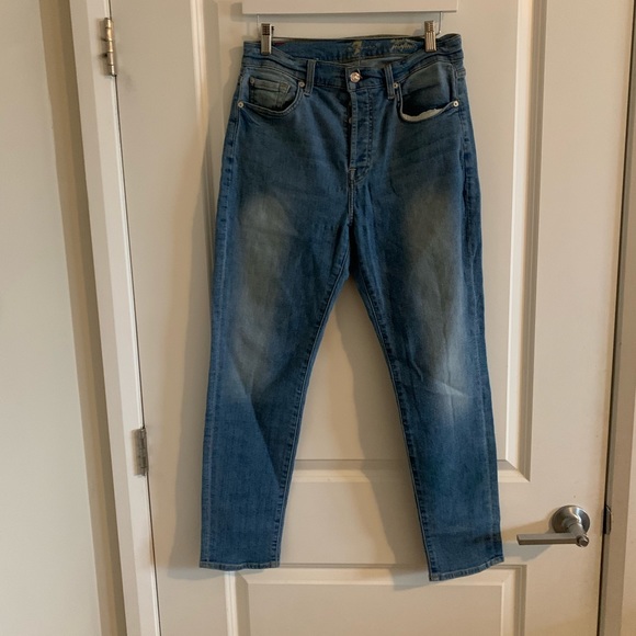 7 For All Mankind Blue Straight Leg Denim - Picture 1 of 13